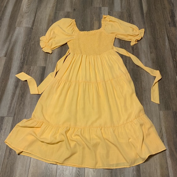 Polagram Dresses & Skirts - Polagram Yellow Ribbed Sun Dress